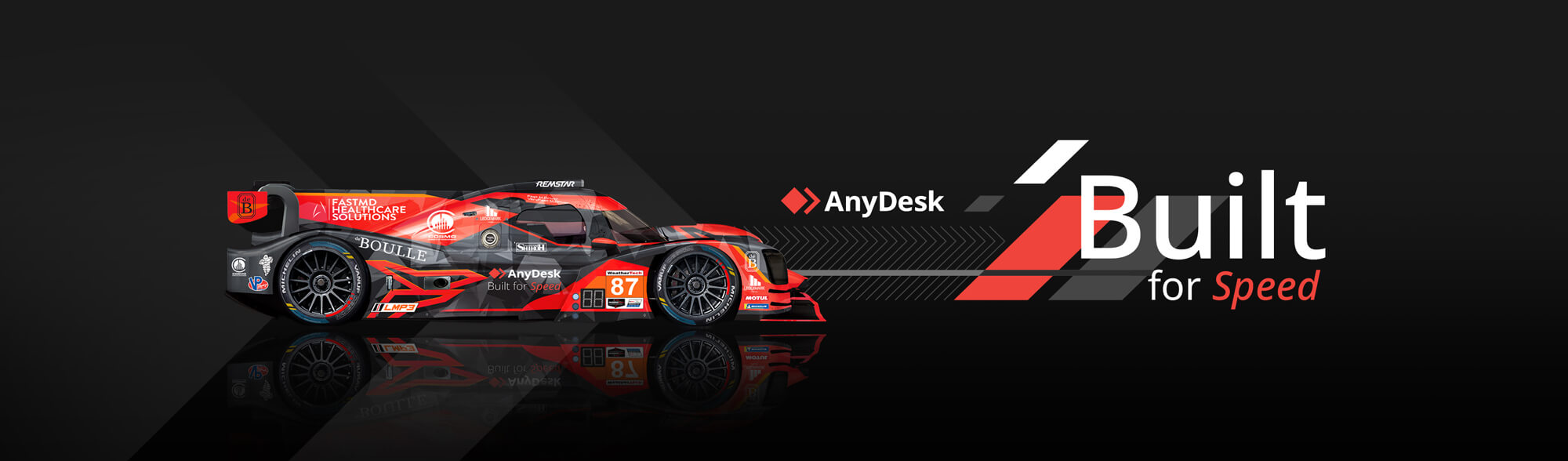 FastMD race car with AnyDesk sponsoring